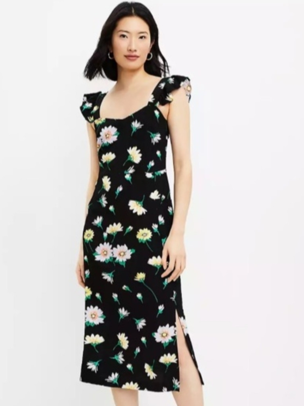 LOFT 90s Floral Midi Dress